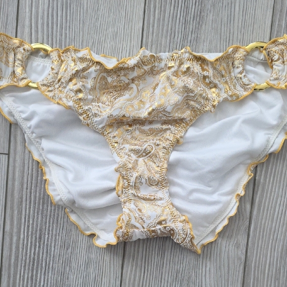 Victoria's Secret Gold Foil Paisley Embellished Bikini Set - Picture 2 of 4